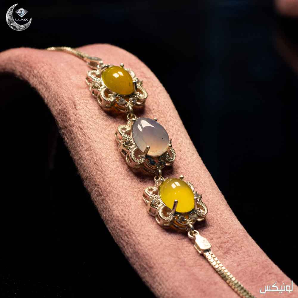 D06A0501 دستبند 2 عقیق زنانه زرد و سفید