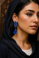 گوشواره-استیل-نگین-آبی