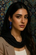 گوشواره-استیل-نگین-آبی