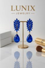 گوشواره-استیل-نگین-آبی