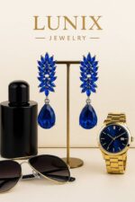 گوشواره-استیل-نگین-آبی